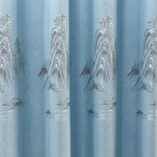 Factory Supply  Ancient Style Landscape Pattern  80% Blackout Jacquard Polyester Curtain Fabric - Image 5