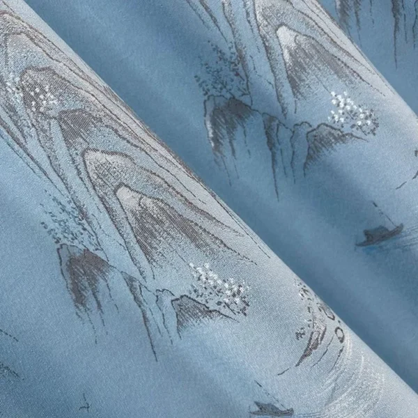 Factory Supply  Ancient Style Landscape Pattern  80% Blackout Jacquard Polyester Curtain Fabric - Image 2