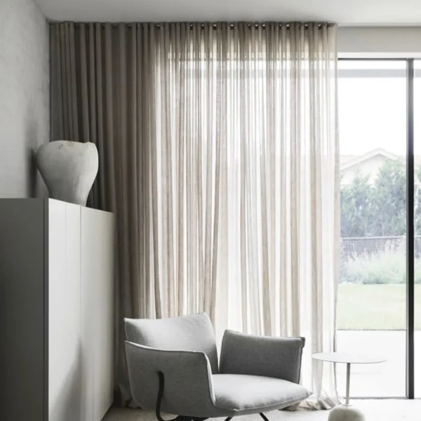 Designer Grid Woven Texture Light-Transmitting Curtains & Valances - Image 6