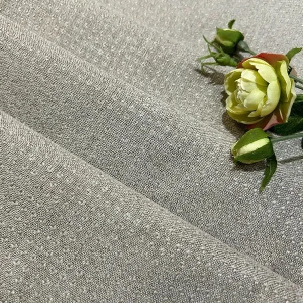 Factory Supply  One Side Jacquard One Side Linen Style 100% Blackout Curtain Fabric With PU Lamination Artwork - Image 5