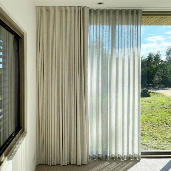 Luxury Cross Texture Tulle Curtains with Obvious Linen Valances Product Category - Image 2