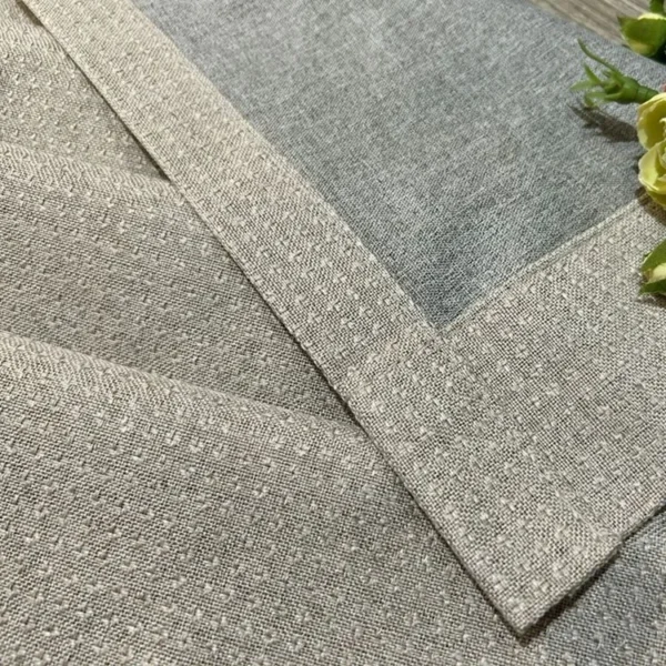 Factory Supply  One Side Jacquard One Side Linen Style 100% Blackout Curtain Fabric With PU Lamination Artwork - Image 4