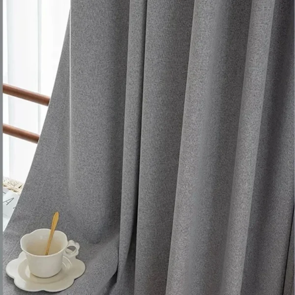 Factory Supply Two Side Linen 100% Blackout Simple Style Hotel Curtain Fabric - Image 3