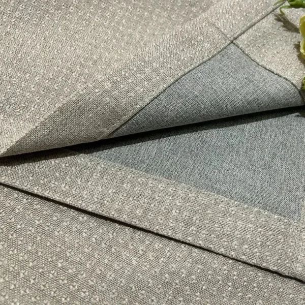 Factory Supply  One Side Jacquard One Side Linen Style 100% Blackout Curtain Fabric With PU Lamination Artwork - Image 3