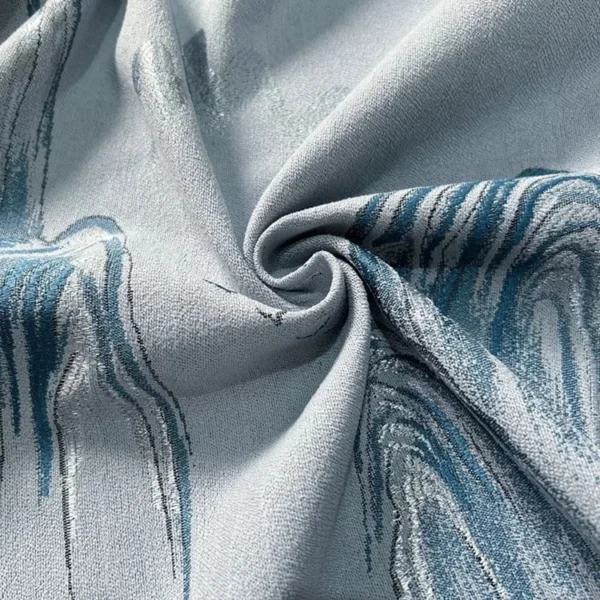 Factory Supply Triple Weaving Artwork Landscape Pattern Polyester 80% Blackout Jacquard Curtain Fabric - Image 3