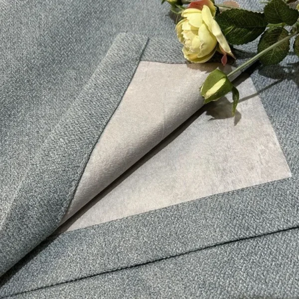 Factory Supply Simple Style One Side Linen One Side Soft Silk  100% Blackout Curtain Fabric - Image 3