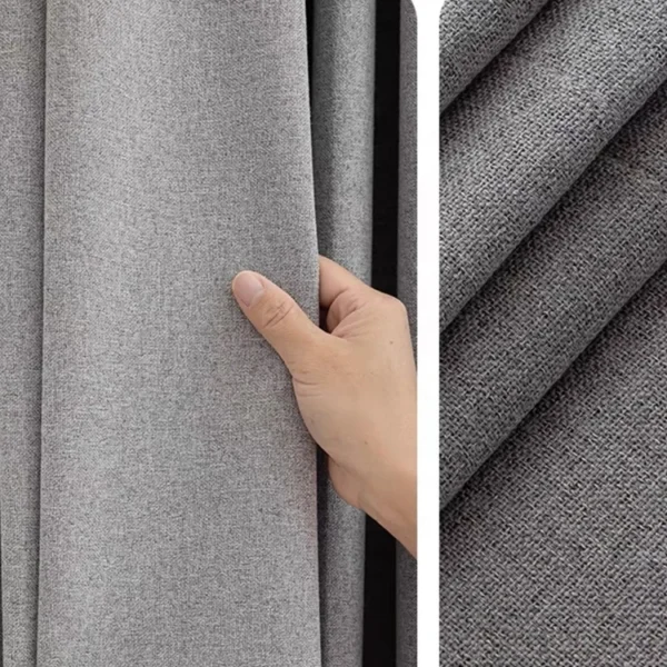 Factory Supply Two Side Linen 100% Blackout Simple Style Hotel Curtain Fabric - Image 2