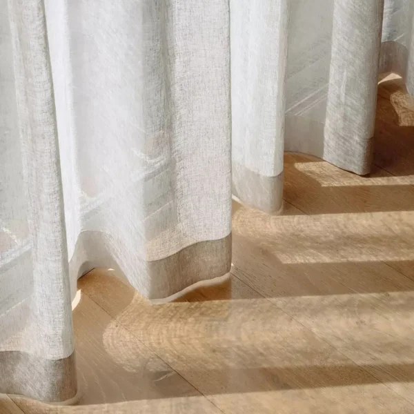 Home Linen Texture Tulle Curtains Polyester and Linen Blended Fabrics for Valances - Image 6