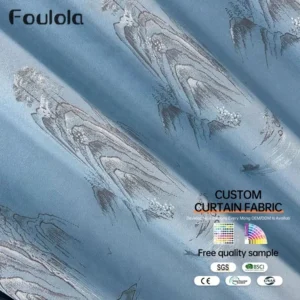 Factory Supply  Ancient Style Landscape Pattern  80% Blackout Jacquard Polyester Curtain Fabric With 2.8M/3.2M Width