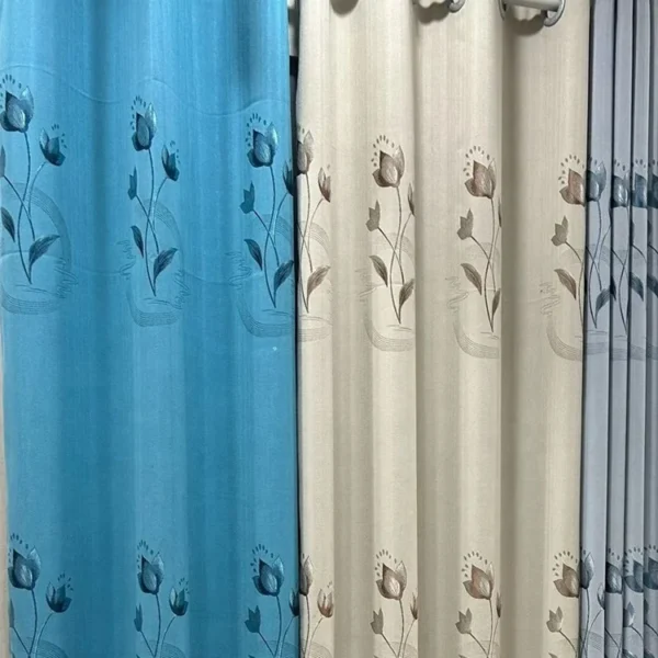 Factory Supply Plant Pattern Triple Weaving Artwork 80% Blackout Jacquard Curtain Fabric With Sound Insulation 2.8M Width - Image 6