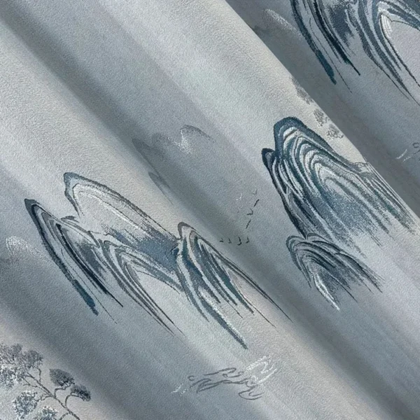 Factory Supply Triple Weaving Artwork Landscape Pattern Polyester 80% Blackout Jacquard Curtain Fabric - Image 4