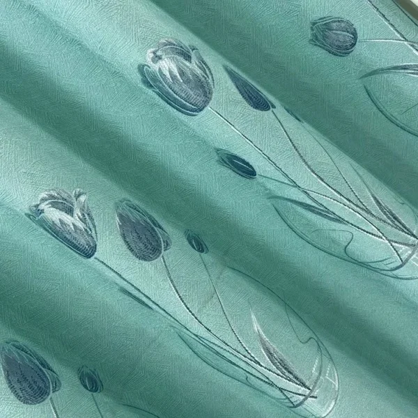 Factory Supply Flowers Pattern Jacquard Blackout Curtain Fabric With Sound Insulation - Image 4