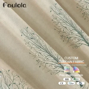 Factory Supply  Brach  Pattern  80% High Grade Blackout Jacquard Polyester Curtain Fabric With 2.8M/3.2M Width
