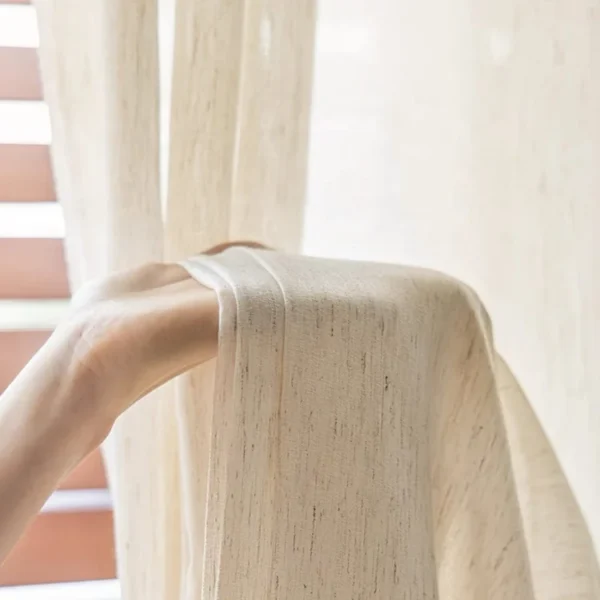 Factory Supply Linen Style Simple Sheer Curtain Fabric With 2.8M/3.2M Width - Image 2