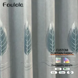 Factory Supply  Leaves Pattern  80% Blackout Jacquard Polyester Curtain Fabric With 2.8M/3.2M Width