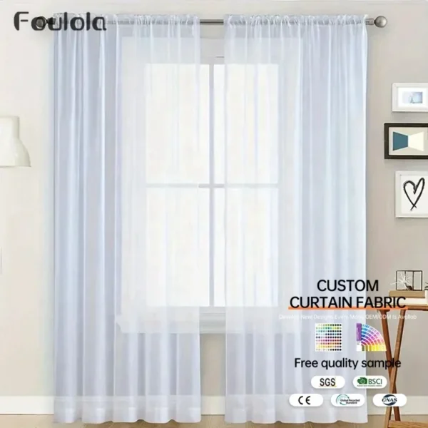 Factory Supply Plain Style Solid Color Hotel Voile Sheer Curtain Fabric