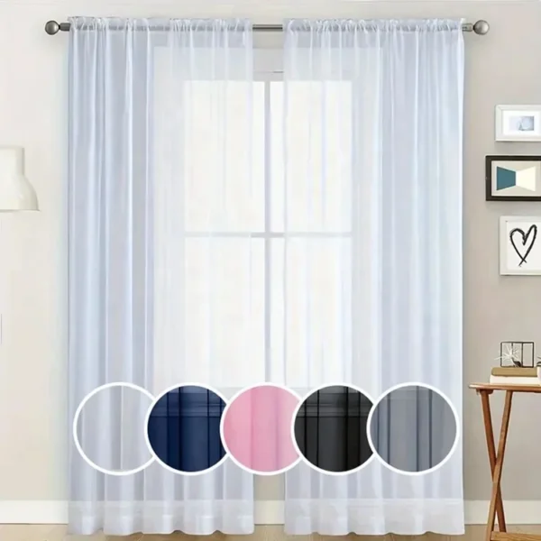 Factory Supply Plain Style Solid Color Hotel Voile Sheer Curtain Fabric - Image 6