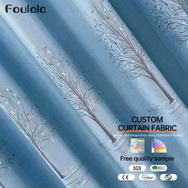 Factory Supply  Brach  Pattern  80% High Grade Blackout Jacquard Polyester Curtain Fabric