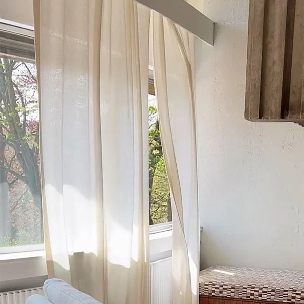 Luxury 100% Linen Material Textured Tulle Curtains Natural Linen Curtains & Valances - Image 2