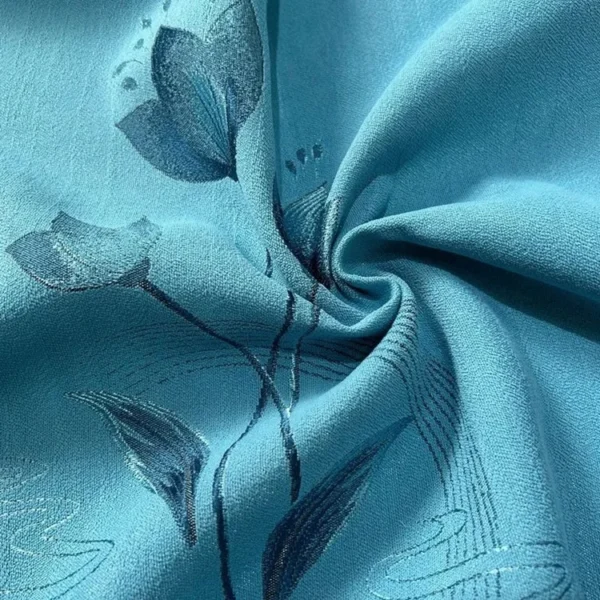 Factory Supply Plant Pattern Triple Weaving Artwork 80% Blackout Jacquard Curtain Fabric With Sound Insulation 2.8M Width - Image 3