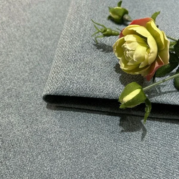 Factory Supply One Side Linen One Side Soft Silk  100% Blackout Curtain Fbaric With PU Lamination Artwork 2.8M Width - Image 4