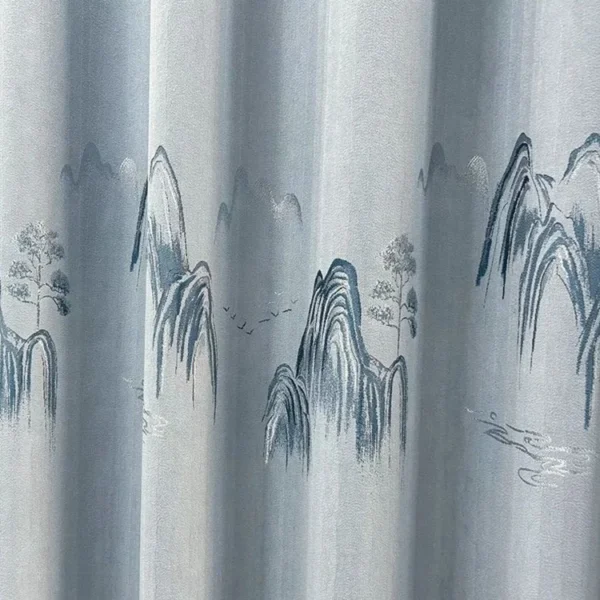 Factory Supply Triple Weaving Artwork Landscape Pattern Polyester 80% Blackout Jacquard Curtain Fabric - Image 5
