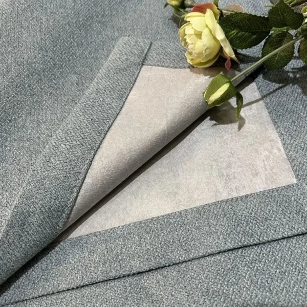 Factory Supply One Side Linen One Side Soft Silk  100% Blackout Curtain Fbaric With PU Lamination Artwork 2.8M Width - Image 2