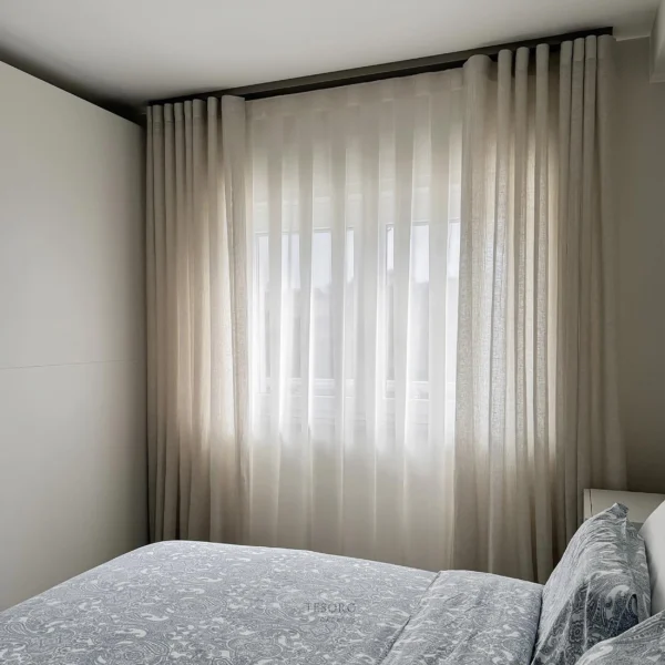 Luxury Cross Texture Tulle Curtains with Obvious Linen Valances Product Category - Image 3